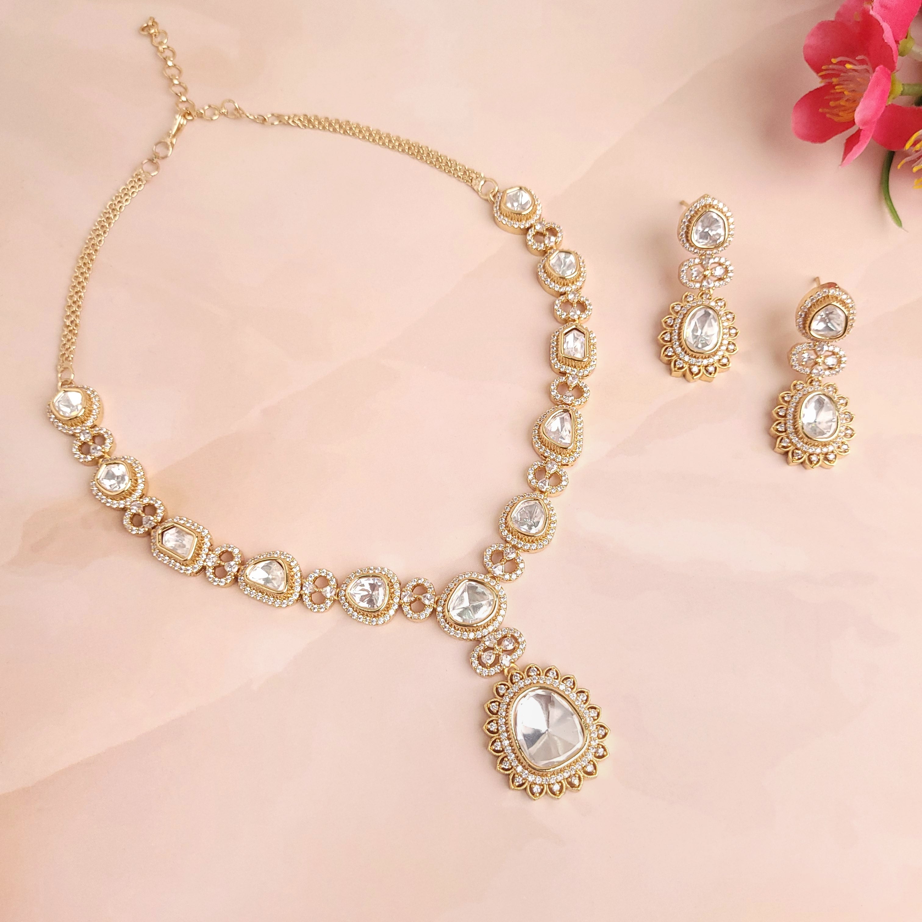 Timeless Elegance: Polki Kundan Bridal Necklace Set - Polki Bliss