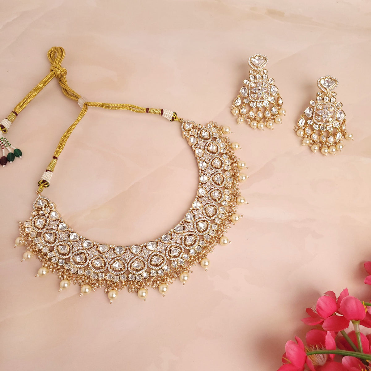 Designer Polki Kundan Jewellery Set | Perfect for Weddings & Festivals - Polki Bliss