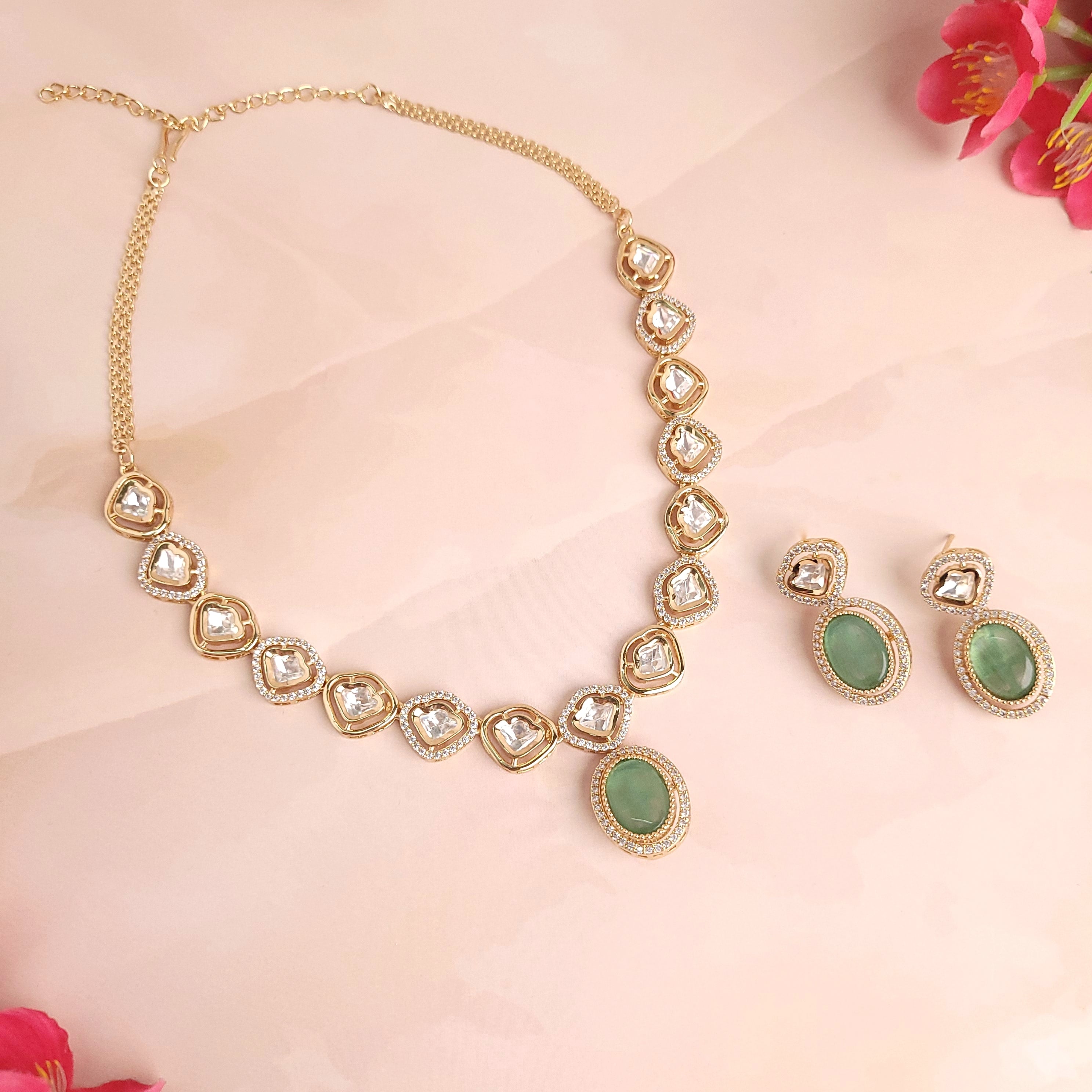 Polki Kundan Changable Stone Jewellery Set - Polki Bliss