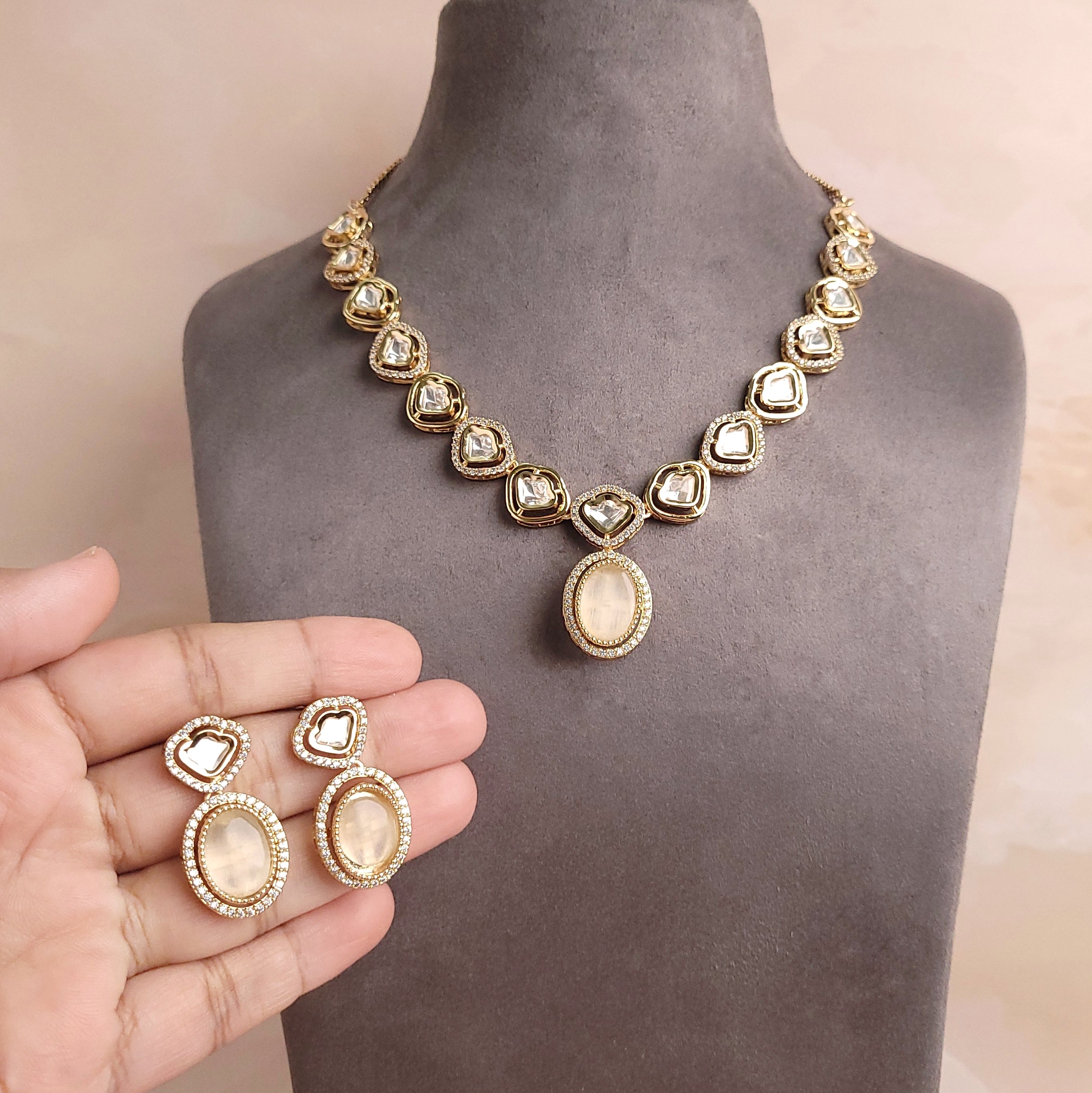 Polki Kundan Changable Stone Jewellery Set - Polki Bliss