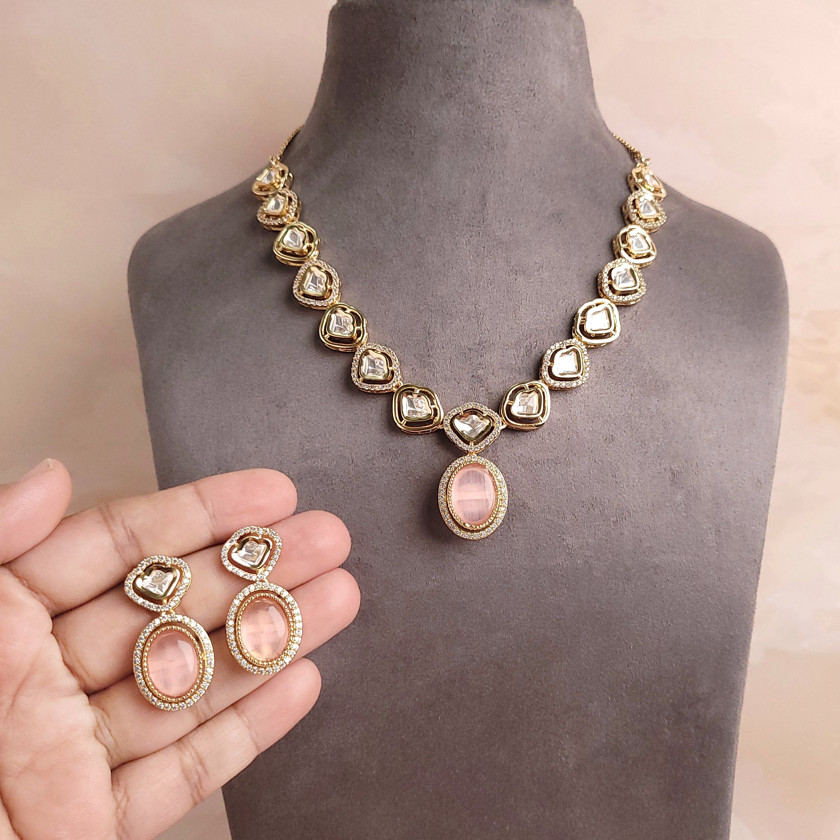 Polki Kundan Changable Stone Jewellery Set - Polki Bliss