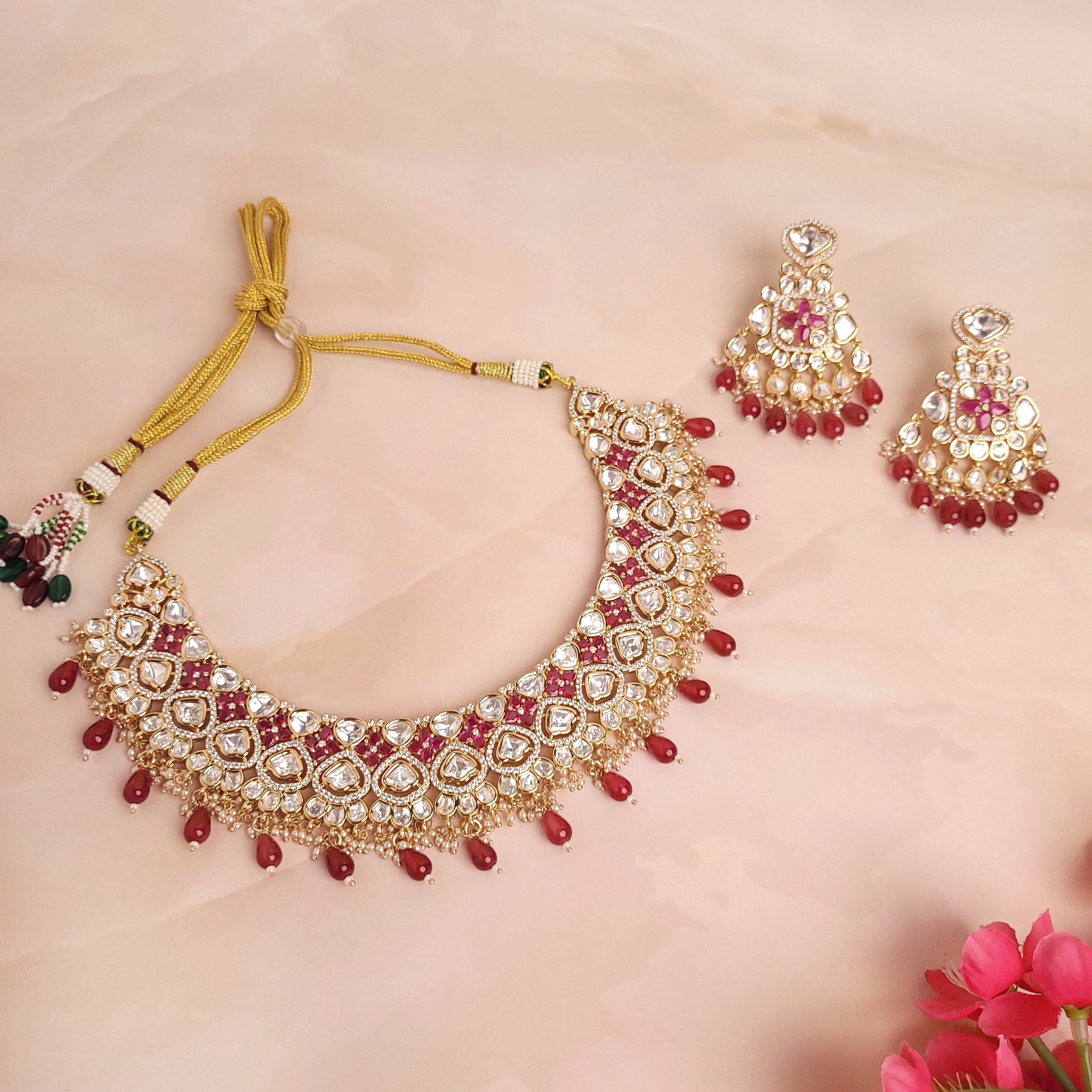 Designer Polki Kundan Jewellery Set | Perfect for Weddings & Festivals - Polki Bliss