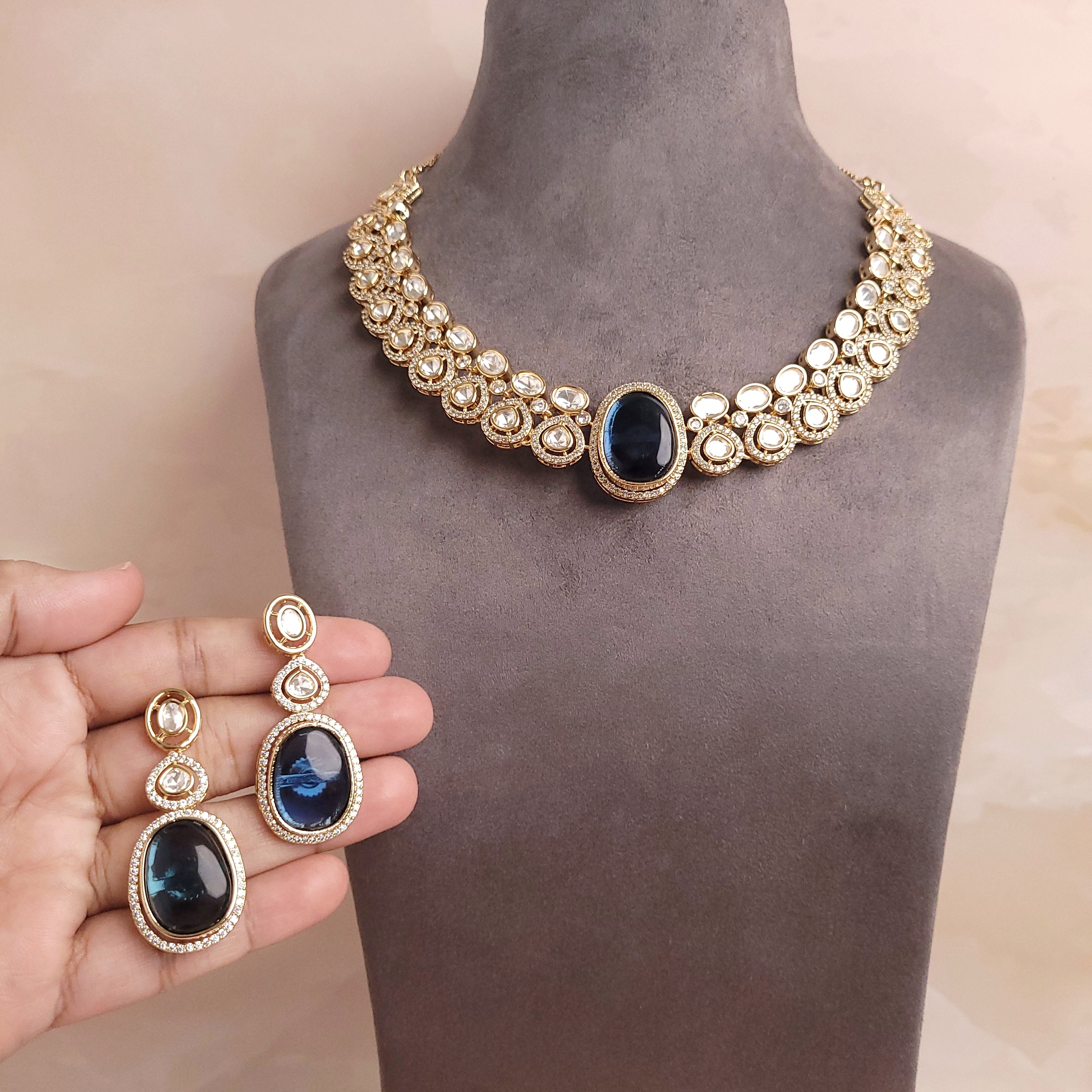 Elegant Polki Kundan Changeable Stone Jewellery Set - Polki Bliss