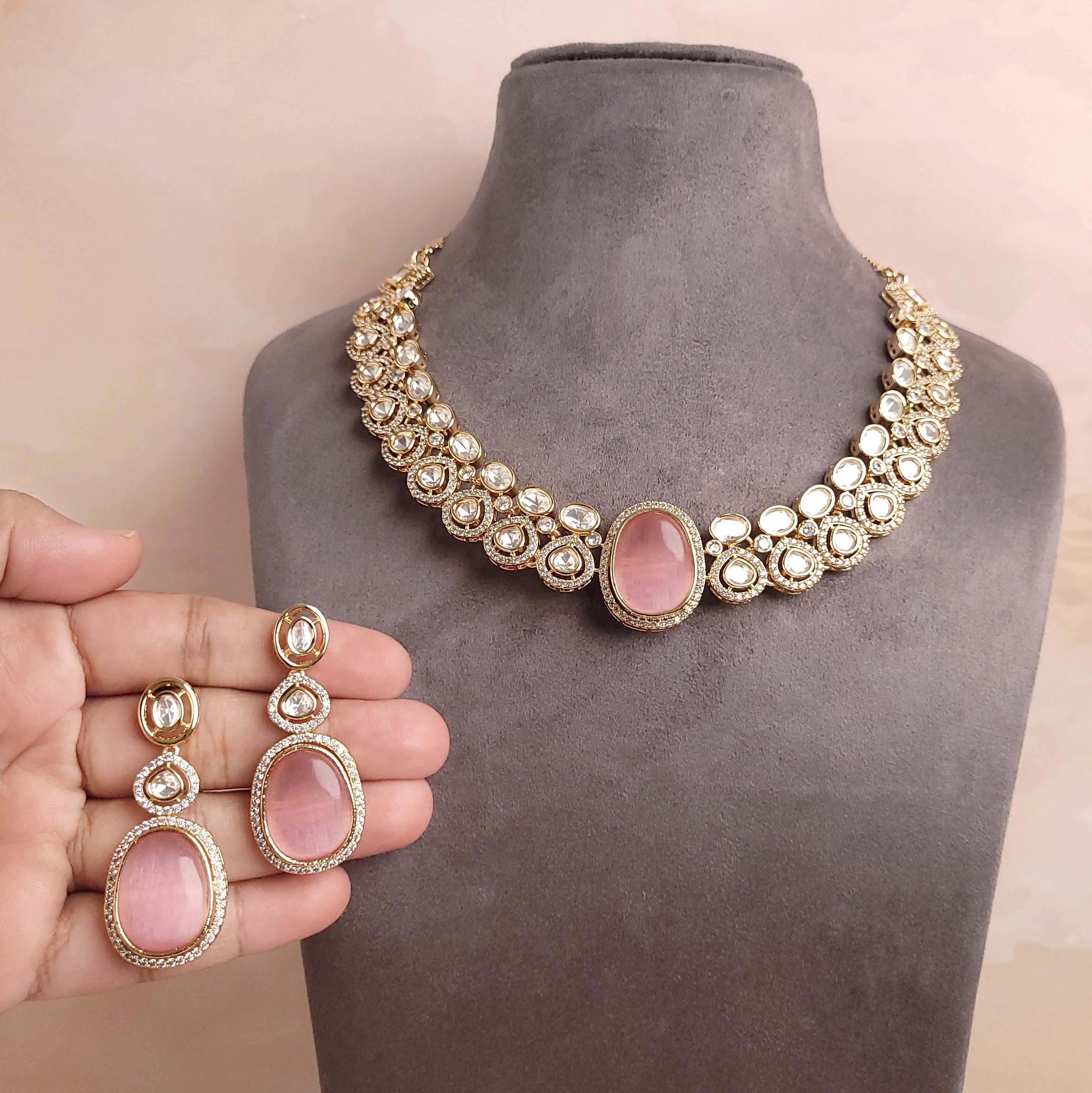 Elegant Polki Kundan Changeable Stone Jewellery Set - Polki Bliss