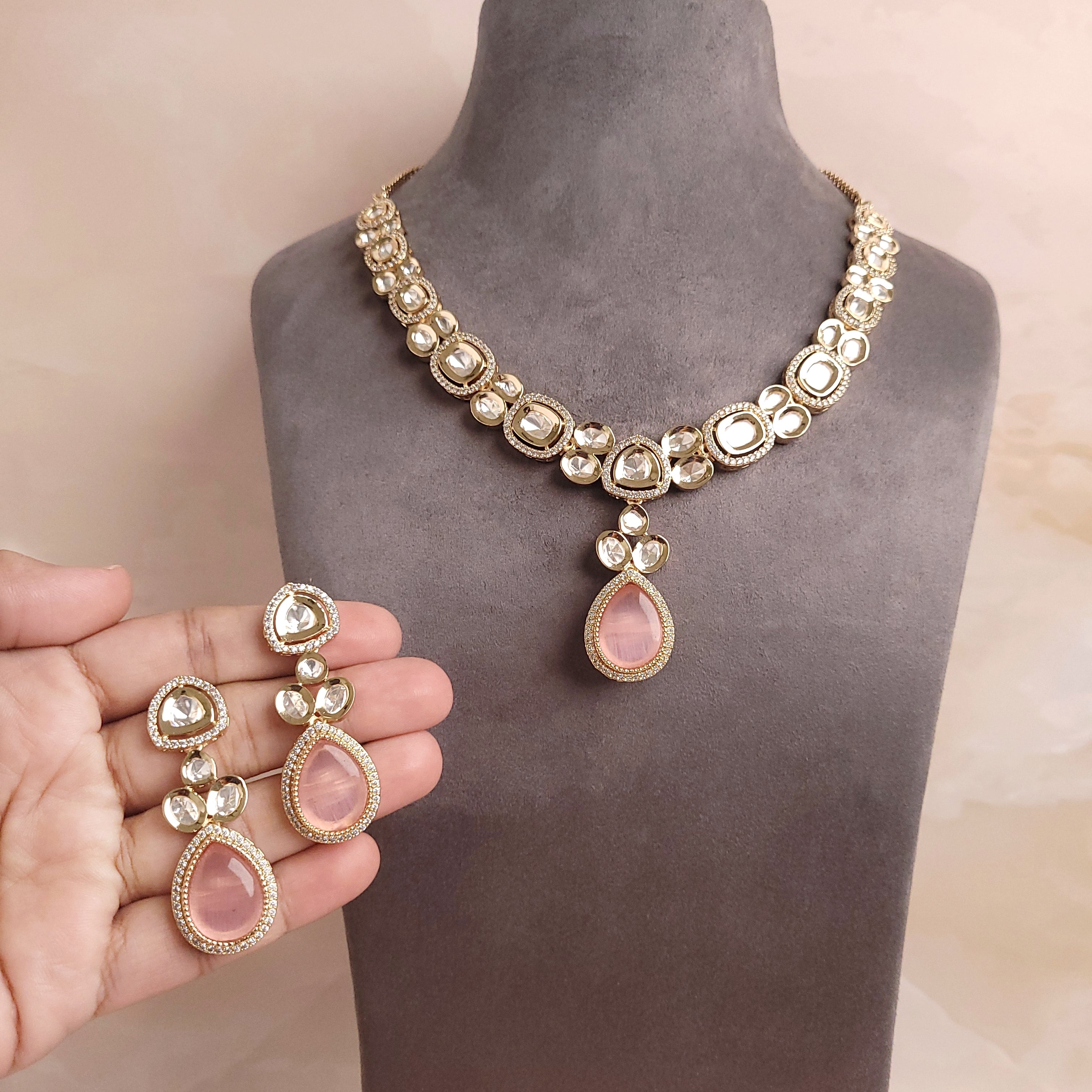 Polki Kundan Changable Stone Jewellery Set - Polki Bliss