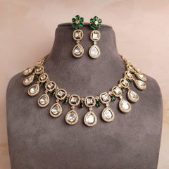 Luxurious Polki Kundan Jadau Necklace Set | Designer Bridal Jewellery - Polki Bliss