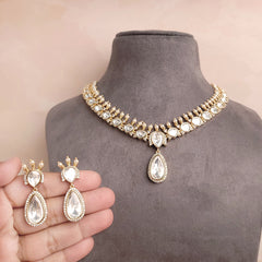 Stunning Polki Kundan Jewellery Set | Handcrafted Wedding Necklace Set - Polki Bliss