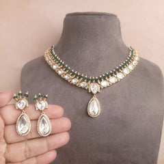 Stunning Polki Kundan Jewellery Set | Handcrafted Wedding Necklace Set - Polki Bliss