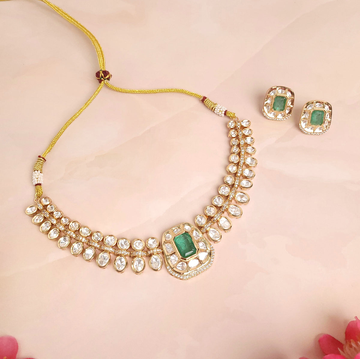 Elegant Polki Kundan Jewelry Set - Polki Bliss