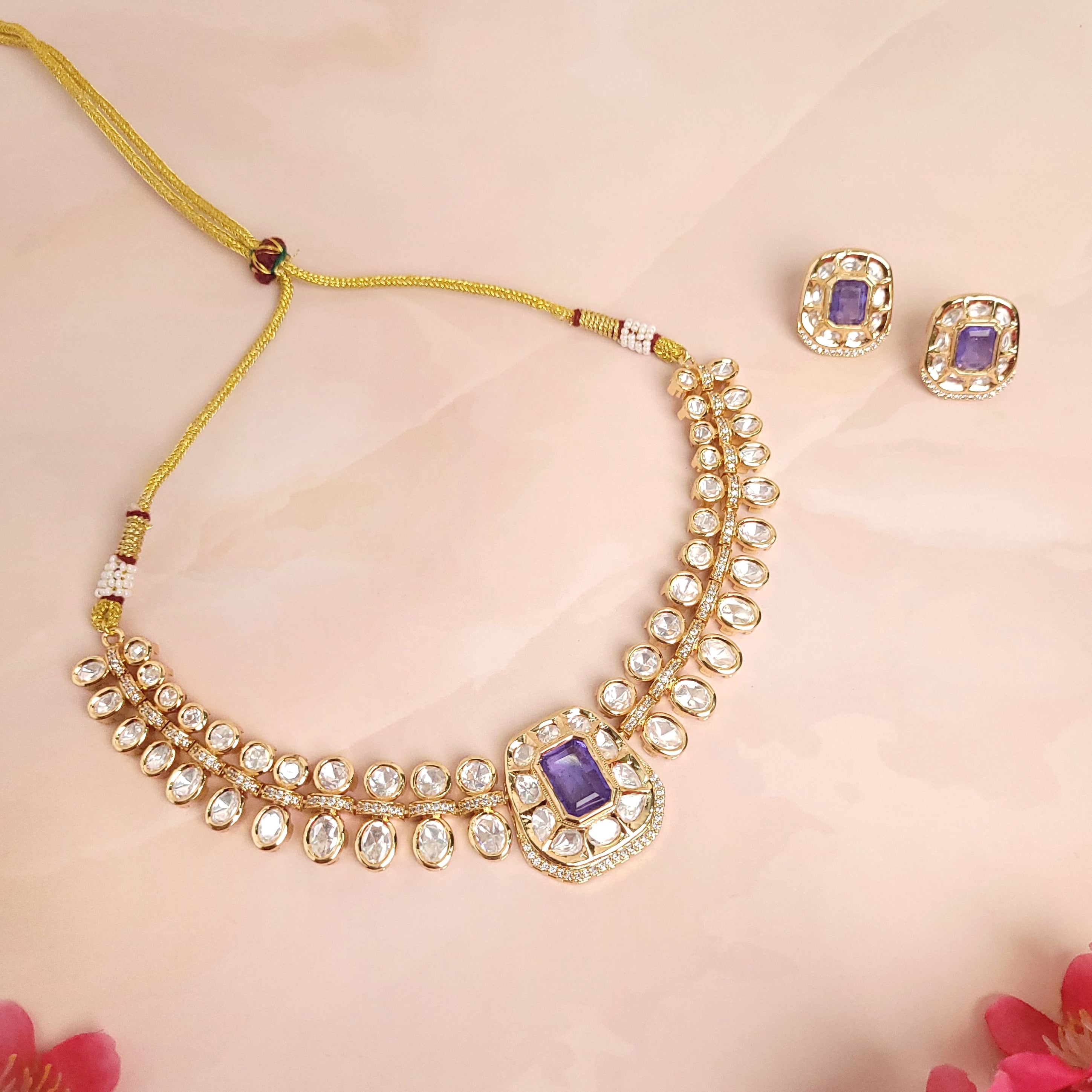 Elegant Polki Kundan Jewelry Set - Polki Bliss