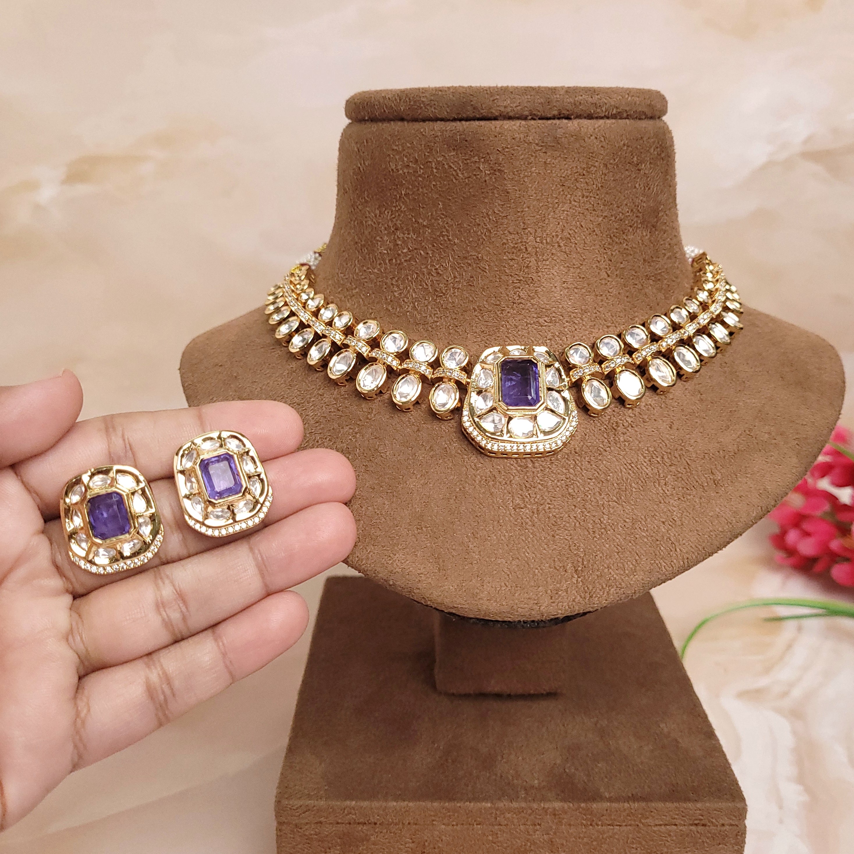 Elegant Polki Kundan Jewelry Set - Polki Bliss