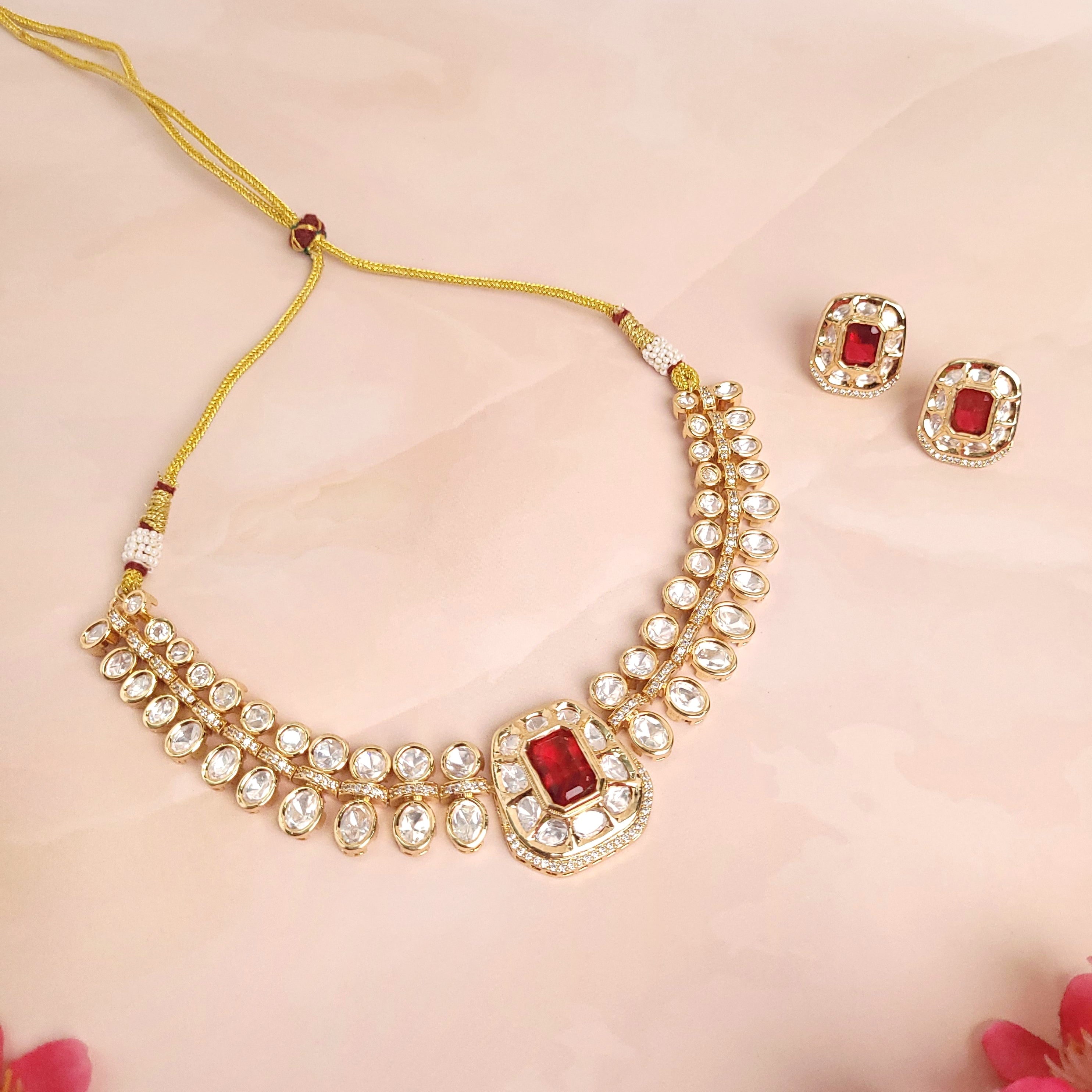 Elegant Polki Kundan Jewelry Set - Polki Bliss