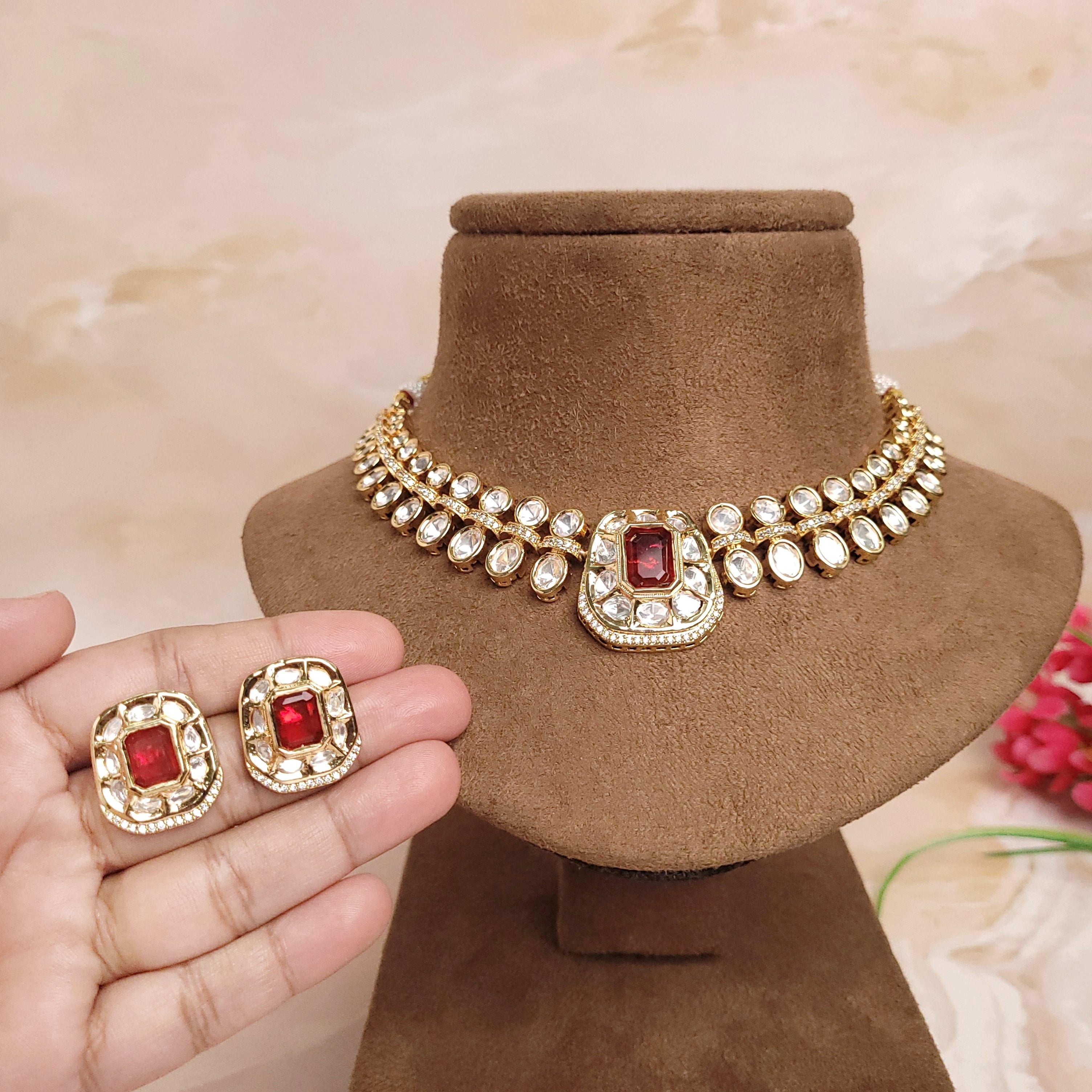 Elegant Polki Kundan Jewelry Set - Polki Bliss