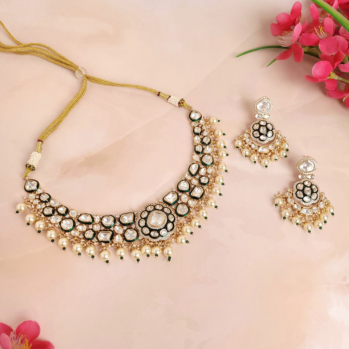 Elegant Kundan and Polki Jewelry - Gold Plated Brass for Weddings and Festivals