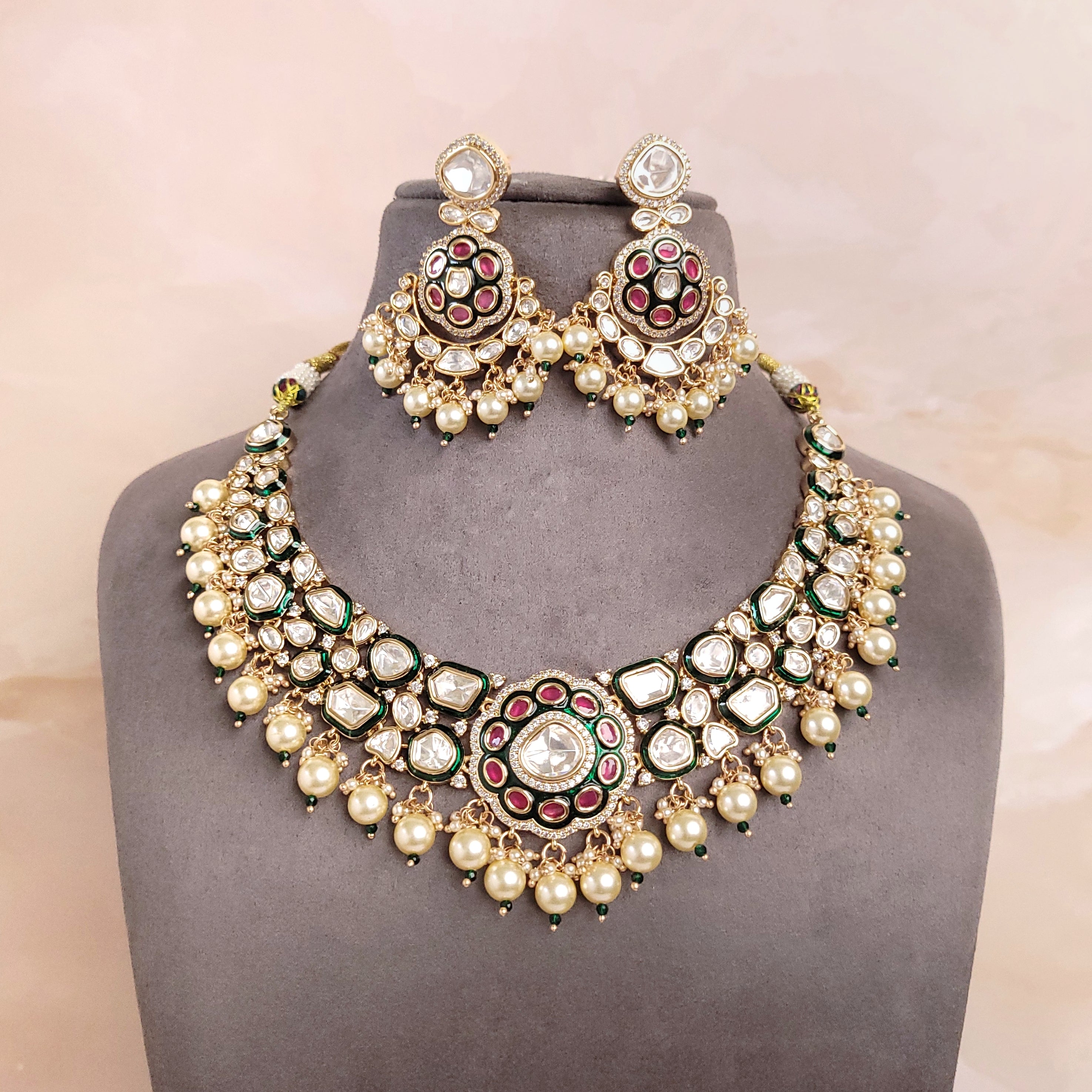 Elegant Kundan and Polki Jewelry - Gold Plated Brass for Weddings and Festivals