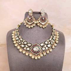 Elegant Kundan and Polki Jewelry - Gold Plated Brass for Weddings and Festivals