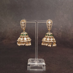 Kundan Jhumka Earrings - Gold Finish - Perfect for Weddings