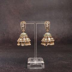 Kundan Jhumka Earrings - Gold Finish - Perfect for Weddings