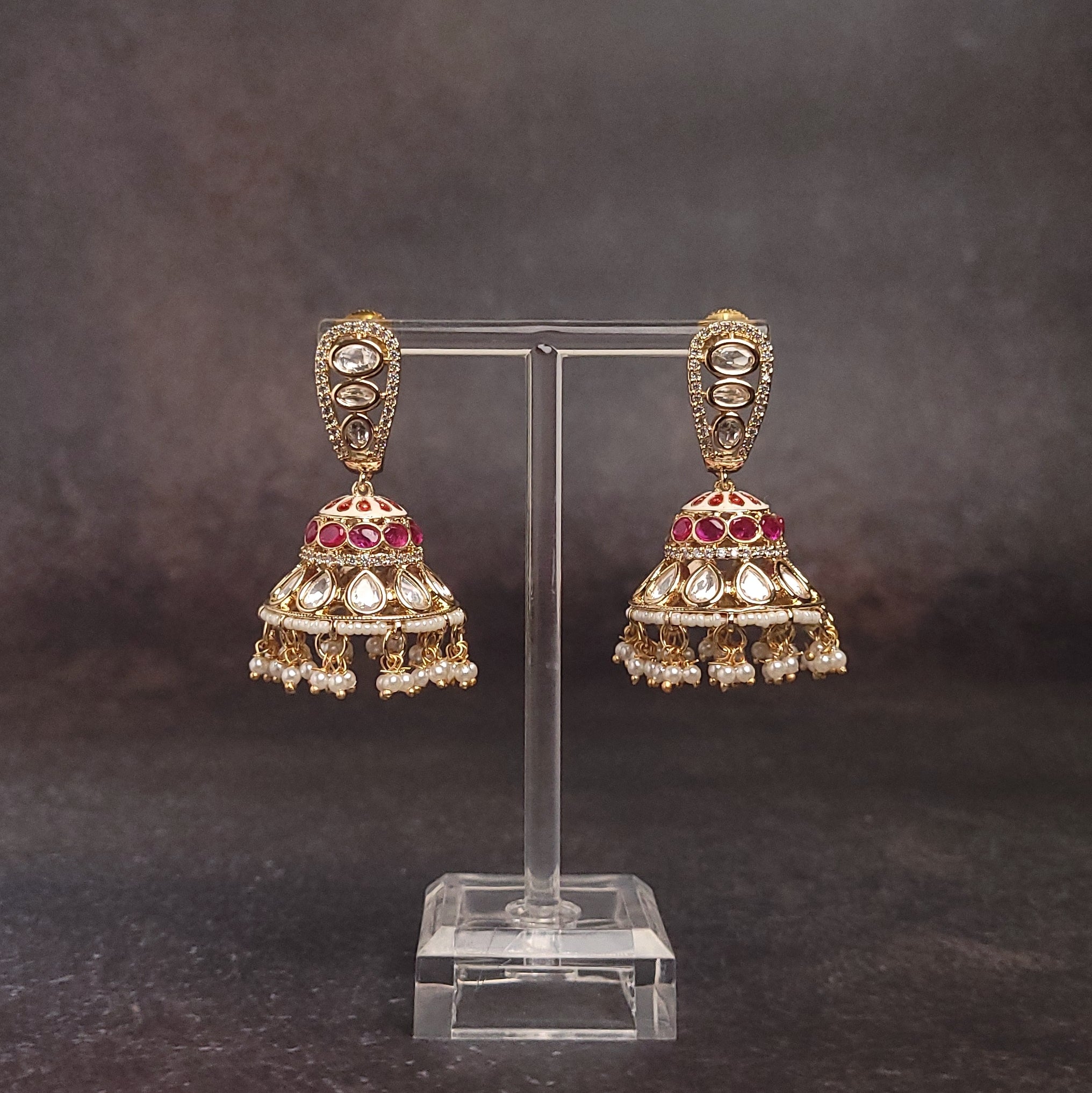 Kundan Jhumka Earrings - Gold Finish - Perfect for Weddings