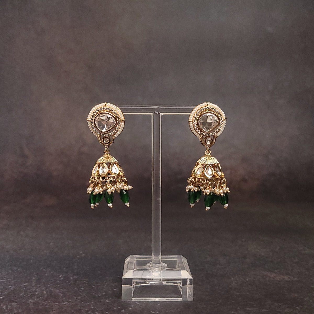 Gold And Pearl Jhumka Earrings - Traditional Imitation Jewelry Online.