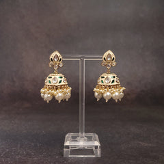 Meenakari Jhumka - Artful Gold-Finish - Perfect for Weddings