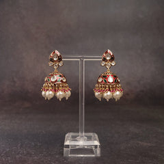 Meenakari Jhumka - Artful Gold-Finish - Perfect for Weddings