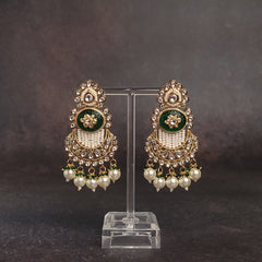 Gold Stone Jhumka Earring - Stylish Gold-Finish - Wedding-Ready