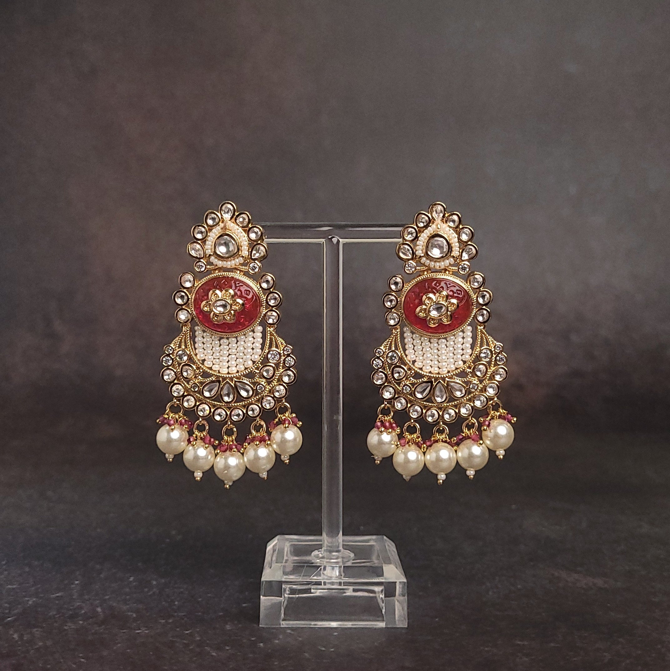 Gold Stone Jhumka Earring - Stylish Gold-Finish - Wedding-Ready