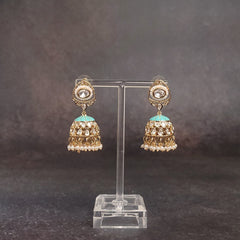 Pearl Polki Jhumkas - Cultured Elegance - Ideal for Festivals