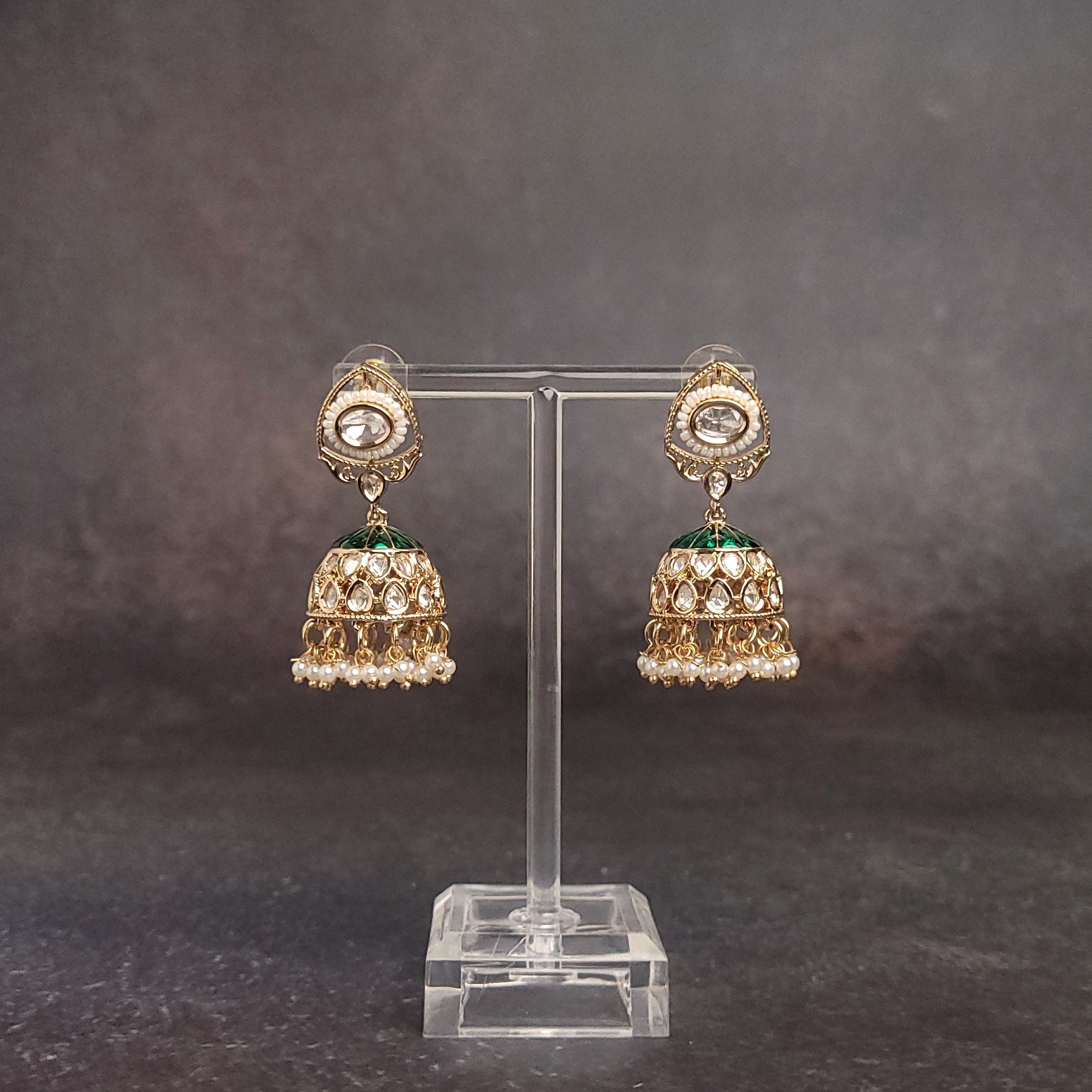 Pearl Polki Jhumkas - Cultured Elegance - Ideal for Festivals