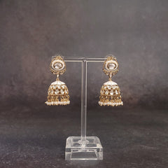 Pearl Polki Jhumkas - Cultured Elegance - Ideal for Festivals