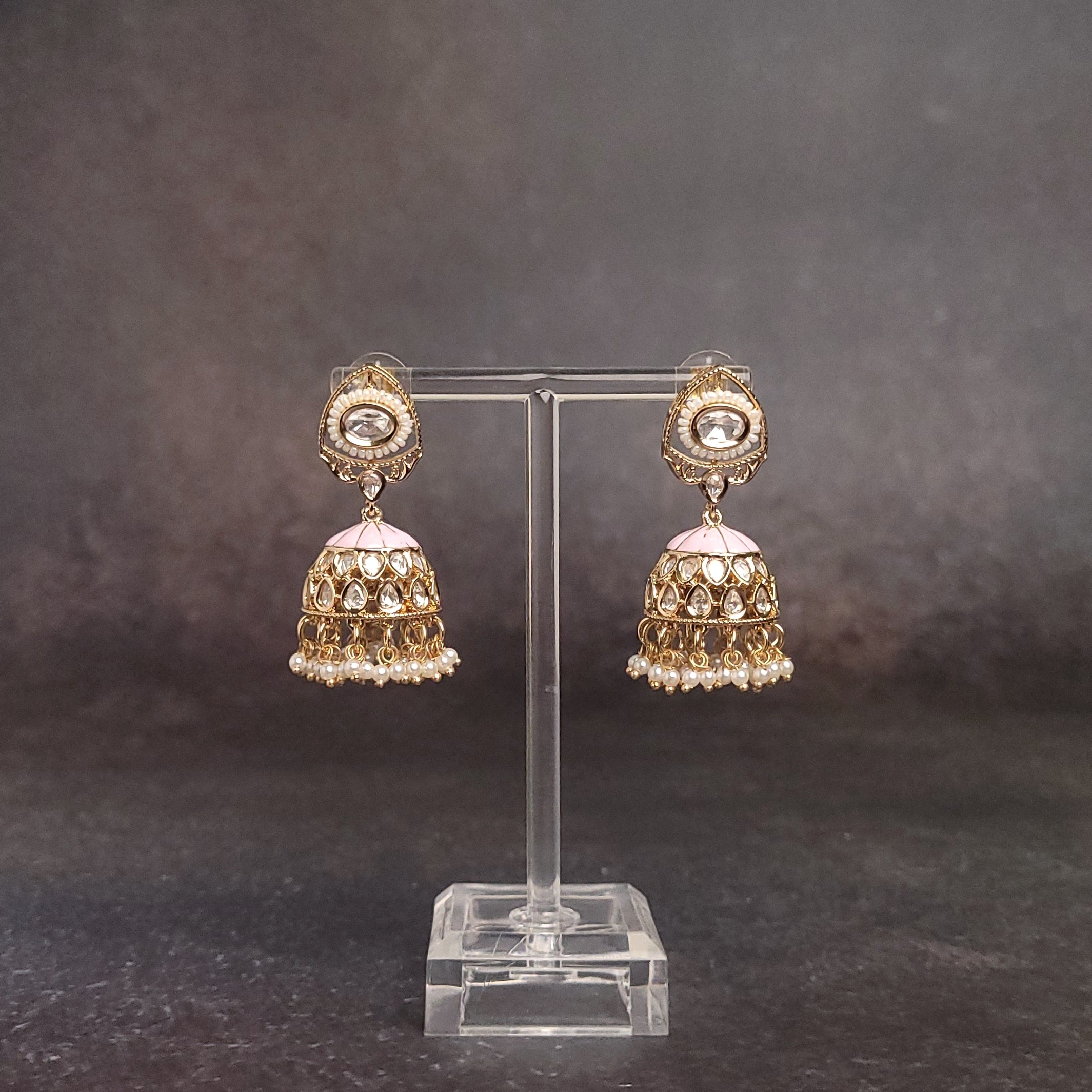 Pearl Polki Jhumkas - Cultured Elegance - Ideal for Festivals