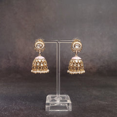 Pearl Polki Jhumkas - Cultured Elegance - Ideal for Festivals