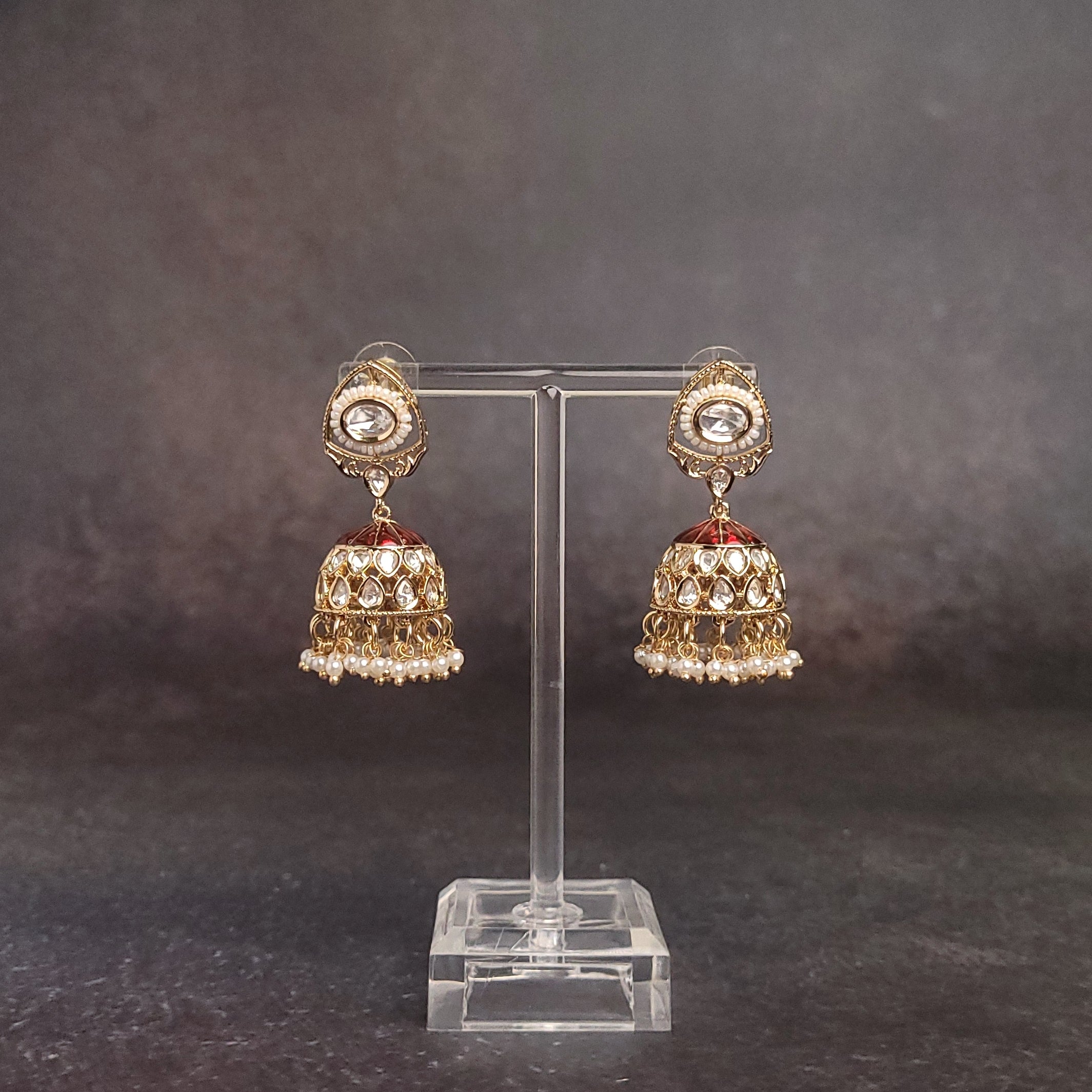 Pearl Polki Jhumkas - Cultured Elegance - Ideal for Festivals