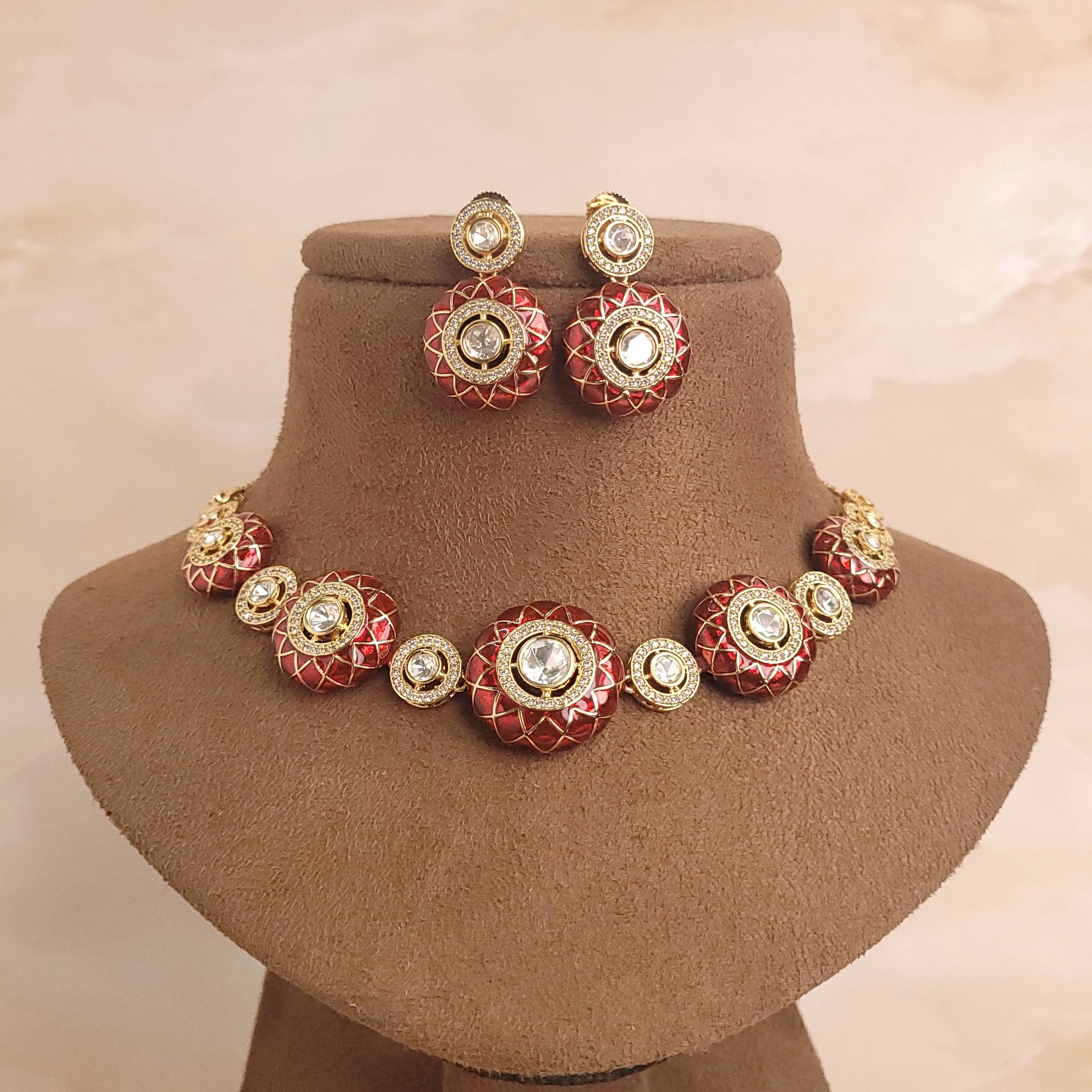 Red Kundan Jewellery Set - Stunning Bridal Look - Ideal for Weddings