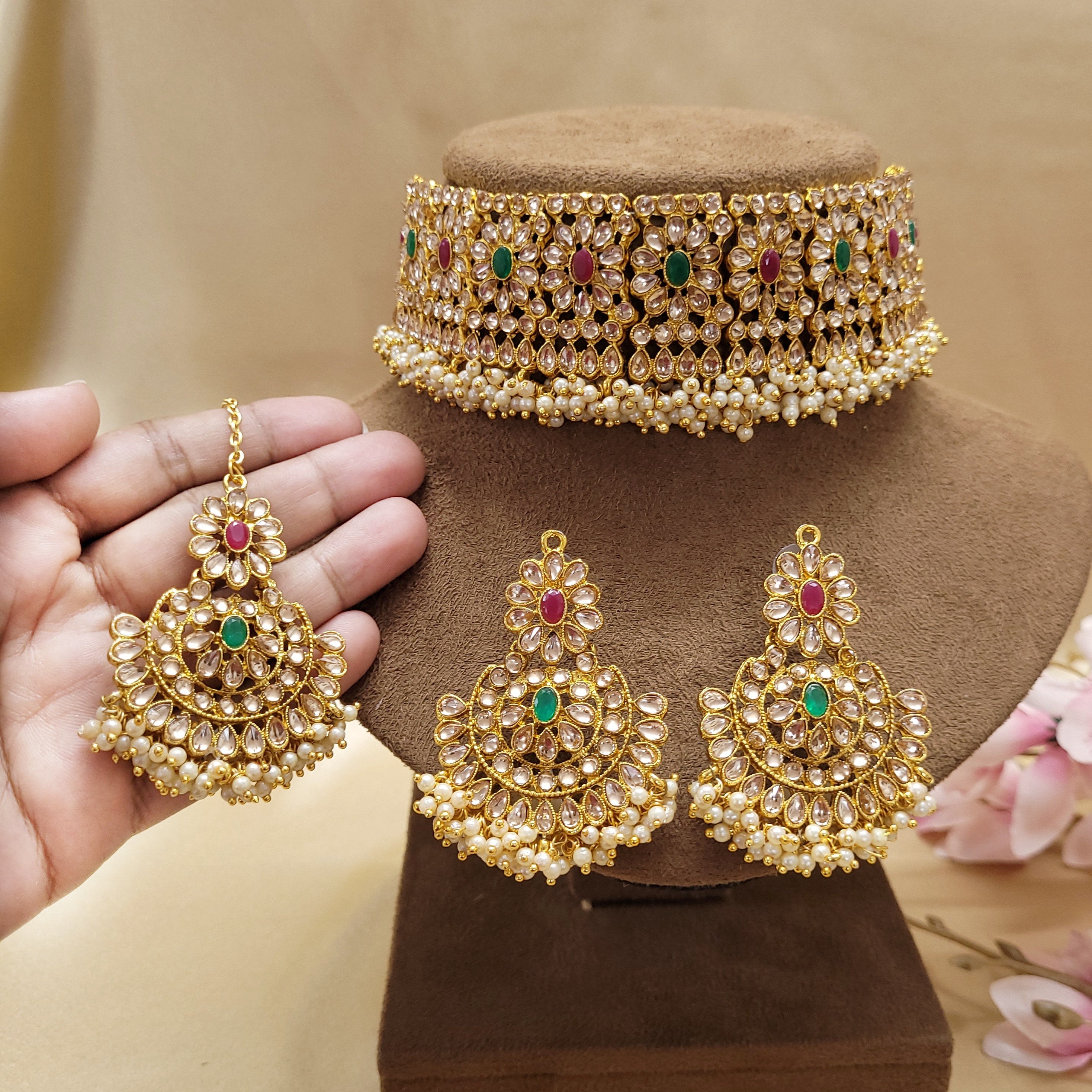 Kundan Choker Set - Indian Bridal and Festive Jewelry - Polki Bliss