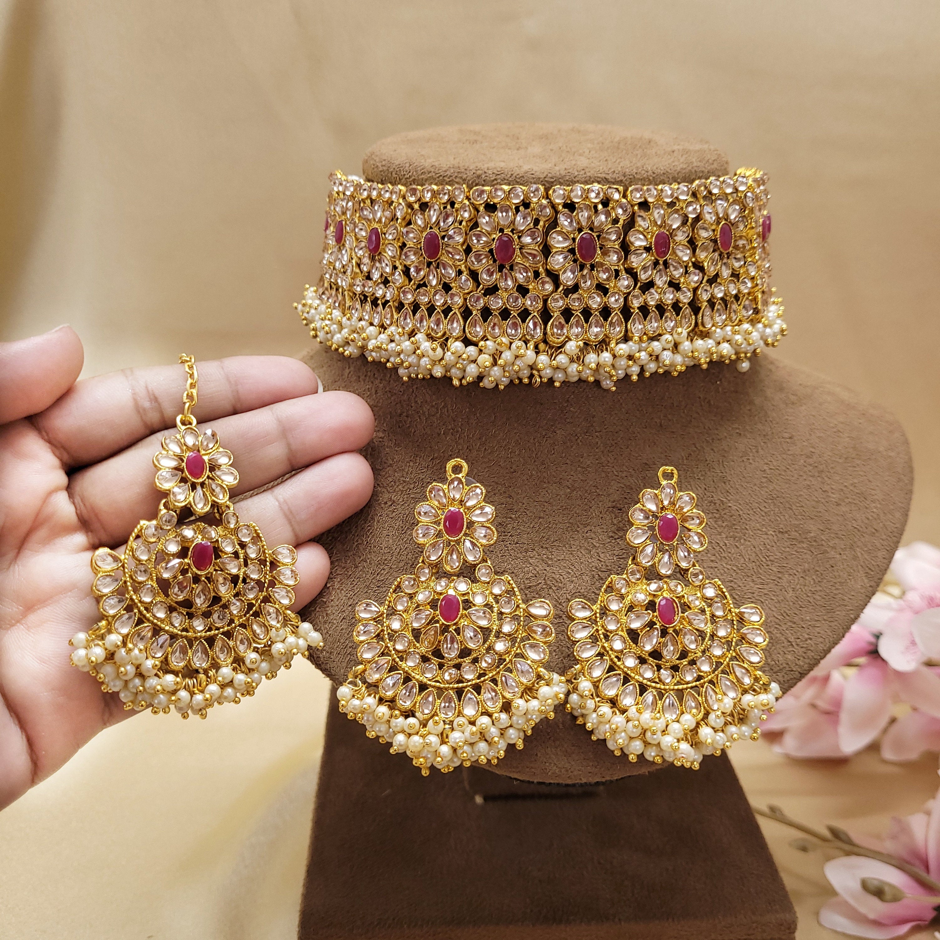 Kundan Choker Set - Indian Bridal and Festive Jewelry - Polki Bliss