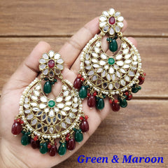 Mirror Chandbali Earrings/Kundan Earrings/Kundan Chandbali/Drop Earrings/Wedding Earrings - Polki Bliss