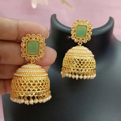 Indian CZ Jhumki/Gold Plated Polki Jhumki/Stone Jhumki/Indian Jewelry/Punjabi/Bridal Earring/Wedding Earrings - Polki Bliss